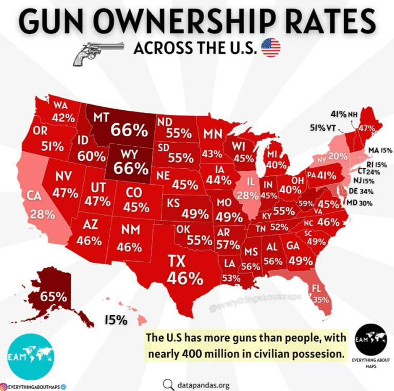 Mapping America’s Firearms: A Visual Breakdown of Gun Ownership by StateGun ownership in the U.S.